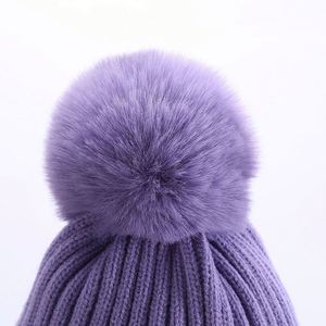 Custom Logo Soft Womens Winter Knitted <b>Hat</b> With Faux Fur Pom Warm Knit Cap <b>Beanie</b> for Women Promotion Gift - Product Image 4