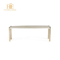 Tables consoles modernes de luxe en acier inoxydable italien pour salon, entrée, couloir, avec plateau en marbre