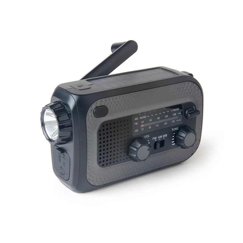 Radio Met Power Bank Draagbare Am Fm Wb 3 Band Radio Weer Zonne-Energie Nood Hand Crank Solar Dynamo Radio