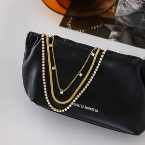 Collier fantaisie en acier inoxydable 316L plaqué or 14K 18K PVD, collier superposé, bijoux fins, collier tennis pour femmes - Product Image 2