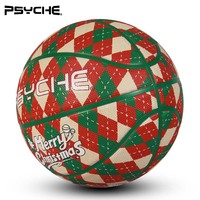 Ballon de basketball en caoutchouc PSYCHE à thème de Noël, taille 7, ballon de jeu de rue toutes saisons pour promotion et cadeaux de fêtes