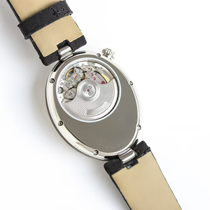 Reloj de Pulsera de Lujo para Mujer, con Esfera Negra Personalizada, Caja de Acero Plateado, Bisel Ovalado con Diamantes, Mecánico Automático de Alta Precisión - Product Image 4