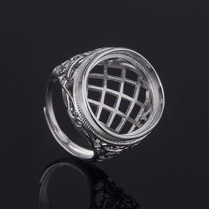 Verstelbare Verzilverd Hollow Cut Semi-Fabricage Afgewerkt <span class=keywords><strong>Ring</strong></span> Vinden Instellen 14X18 15X20 18X23 Semi Mount <span class=keywords><strong>Ring</strong></span> Base Holder - Product Image 3