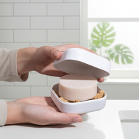Savonnettes de voyage durables avec plateau de drainage en bambou, boîte de rangement carrée biodégradable pour savon, sans conteneur en plastique, pour salle de bain et salle de sport