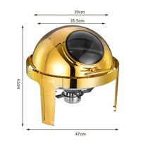 Vente en gros de produits de luxe dorés 6L chauffe-plats buffet rond ensemble de réchaud à carburant présentoir de chauffe-plats équipement de restauration pour hôtel
