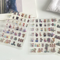 Feuille d'autocollants personnalisée en PET holographique, imperméable et durable, pour journalisation, scrapbooking, style rétro japonais Kawaii, thème animaux de la forêt