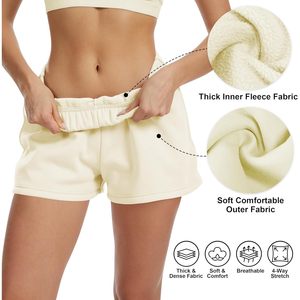 Shorts de survêtement pour femmes FOXA à taille haute, doublés de polaire, avec poches, décontractés, pour la détente, en coton - Product Image 4