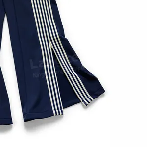 Custom Loose Fit Polyester Stacked Sweat Pants Men Baggy Straight Stripe Wide Leg Flare Track Sweatpants For Men