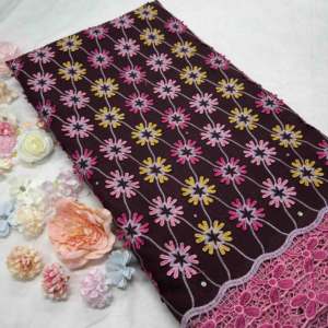 新作アフリカレース<span class=keywords><strong>2025</strong></span>コットンレース刺繍レース<span class=keywords><strong>Lace</strong></span> LaceLafayaコットンラインストーン付きセネガル女性ドレス素材 - Product Image 5