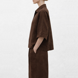 Nouveaux modèles OEM, chemise polo de style oversize, chemise <span class=keywords><strong>en</strong></span> lin décontractée tissée pour femmes - Product Image 2