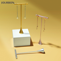 Jourbon-soporte para pendientes tipo T dorado, expositor de Metal para mostrador de joyería