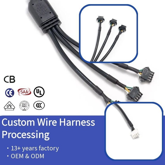 Custom XH Female to 3 Lock SM Male Splitter Wire Harness 1 to 3 Y Signal Cable for Massage Bed LED Controller