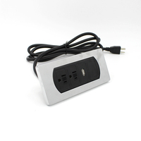 Multiprise électrique avec prises US/Canada, pour table, bureau, tête de lit, meubles, avec plaque métallique USB, multicolores