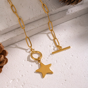 Collana a catena in acciaio inossidabile placcato color oro a cinque angoli più venduta al mondo Joker classico - Product Image 4