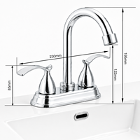 Robinet en plastique brossé avec deux poignées en alliage de zinc, robinet d'eau moderne à montage sur plan pour salle de bain et cuisine