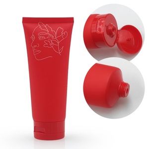 Tubo de Plástico PE Reciclable al por Mayor con Tapa Abatible, 50g 60g 100g 120g, Rojo, para Lociones Corporales y Faciales, para Cuidado Personal de la Piel y Cosméticos - Product Image 2