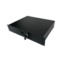 Boîtier de rangement 2U en fer sur mesure de haute qualité à un seul niveau pour accessoires de baie réseau avec étagère coulissante et serrure à clé
