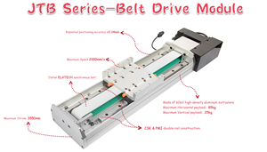 Módulo de transmisión por correa de 102mm de ancho JTB10 Actuador de movimiento lineal estándar Carrera larga Estructura de acero 6063 de alta velocidad - Product Image 2
