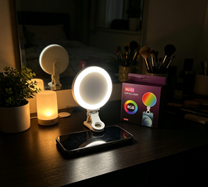 Anneau lumineux LED à clipser pour <span class=keywords><strong>selfie</strong></span>, lumière d'appoint réglable, 3 modes de couleur pour téléphone, diffusion en direct, TikTok, maquillage, USB, vente en gros personnalisée - Product Image 5