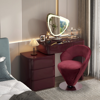 Tabouret de maquillage et chaise de coiffeuse éclairée de style nordique minimaliste avec panneau en bois pour appartement et hôtel