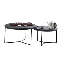 Round Wooden Coffee Center Table with Nest
