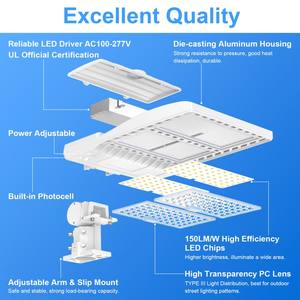 Iluminación LED para Exteriores en Áreas Públicas, Lámpara LED Tipo Shoebox de 400W/320W/240W, 5000K, 100-277VAC, con Fotocélula Integrada, Soporte Tipo A&N - Product Image 4