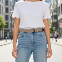 Ceinture décontractée en véritable peau de serpent, tressée bicolore, à forte élasticité, avec boucle ardillon en alliage, sans perçage, taille facilement ajustable