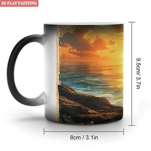 Taza Mágica de Cerámica Negra Esmerilada de 11 oz, Cambia de Color con el Calor, para Café, Uso en Oficina - Product Image 1
