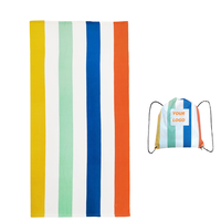 Eco-Friendly Large Size Quick Dry Suede Microfiber Towels Lightweight Recycled Sand Free Stripe Beach Towel With Bag