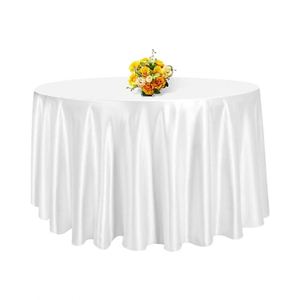 120 Satin Table Cloth Luxury Silver White Wrinkle Free Wedding <b>Round</b> <b>Tablecloth</b> for Banquet - Product Image 1