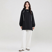 Conjunto Deportivo Musulmán Modesto con Capucha y Rayas en Contraste Negro, Resistente al Viento y de Secado Rápido, para Damas Islámicas, Ideal para Correr al Aire Libre