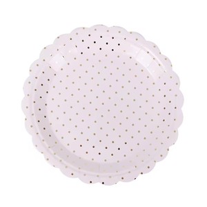 Serviettes modernes dorées à pois, assiettes en papier jetables blanches imprimées pour fête de Pâques, étoiles brillantes estampées à chaud, biodégradables - Product Image 4