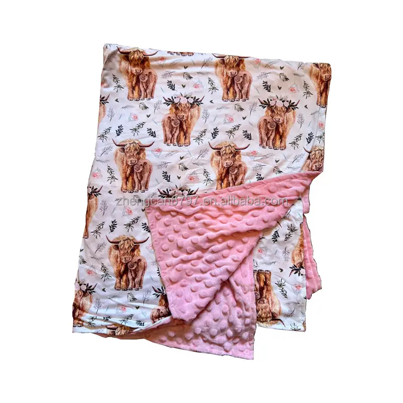 Custom Blanket Double-Deck Kids Western Pattern Bean Plush Baby Blankets For Newborns
