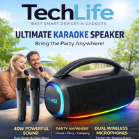 Altavoz Inalámbrico Metálico para Exteriores de 40W, Sistema de Audio Profesional, Caja de Música con Radio, RGB, Ruido Blanco Electrónico