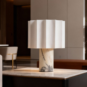 Real Calacatta Viola Marble Rechargeable <strong>Table</strong> <strong>Lamp</strong> with 3 Color <strong>Touch</strong> Dimming - Product Image 4