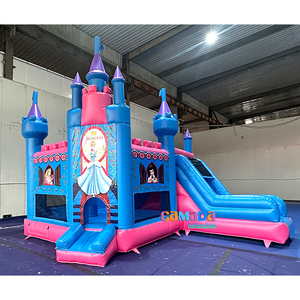 Combo toboggan pour filles Château de saut en PVC portable pour enfants avec toboggan Princess Bouncer avec kits de réparation et souffleur - Product Image 1