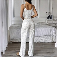 Pyjama à Bretelles Femme Sweethoney – Ensemble Décontracté et Sexy avec Débardeur et Pantalon à Bord Côtelé à Motifs Floraux – Style Européen et Américain pour la Maison