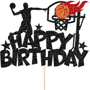 Decorazione per Torta di <span class=keywords><strong>Compleanno</strong></span> a Tema Basket per Fan Club Maschili e Femminili con Design 'Buon <span class=keywords><strong>Compleanno</strong></span>' - Product Image 3