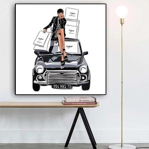 Affiche mode fille photo mur Pop Art toile peinture décor à la maison verre organique noir métal <span class=keywords><strong>cadre</strong></span> - Product Image 2