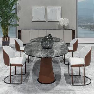 Set Tavolo da Pranzo Ovale in Marmo Naturale di Lusso Italiano di Alta Gamma con <span class=keywords><strong>4</strong></span> Sedie Personalizzabili, Arredamento Domestico Stabile - Product Image 2