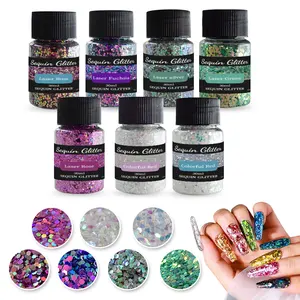 Colore brillante 1/24 "Glitter in polvere 7 colori/Set 30ml/bottiglia Super lucido Glitter in polvere per la decorazione