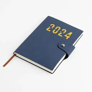2024 Personalized supply custom print notebook leather magazine 2024 calendar notebook weekly plan agenda