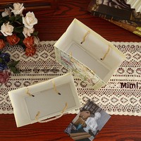 Vintage Hafif Lüks Kabartmalı Beyaz Karton Hediye Çantası İp Saplı Kurdeleli Tanabata Sevgililer Günü Hediye Paketleme Kağıdı Bez Çanta