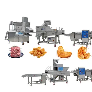 Customizable Automatic stainless patty burger chicken nuggets forming/battering/flouring machine meat pie making machine