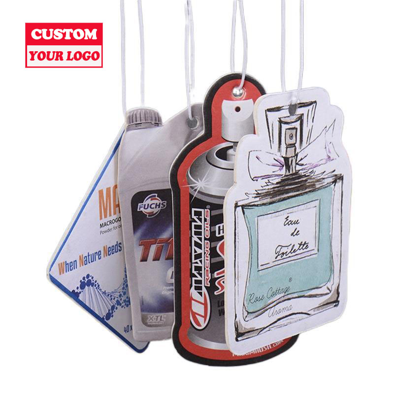 Оптовая продажа, рекламные подарки, индивидуальный логотип, долговечный парфюмерный подвесной освежитель воздуха, разные ароматы, бумажный автомобильный освежитель воздуха