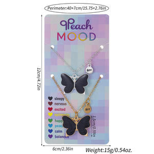 طقم 2 جديد مخصص للأطفال أفضل صديق إلى الأبد قلادة لطيفة من المينا قلائد صداقة فراشة هدية للفتيات - Product Image 2