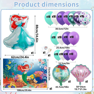 Juego de cadena de globos con temática de sirena, juego de arco de fondo de globo de papel de látex con cola de sirena, decoración de fiesta de <span class=keywords><strong>feliz</strong></span> <span class=keywords><strong>cumpleaños</strong></span> - Product Image 6