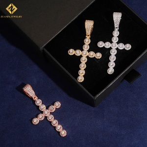925 <b>Silver</b> Iced Out Jewelry 18K Gold Moissanite Cross Pendant Rose Gold Plated Religious <b>Charm</b> Unisex Hip Hop Style Pendant - Product Image 3
