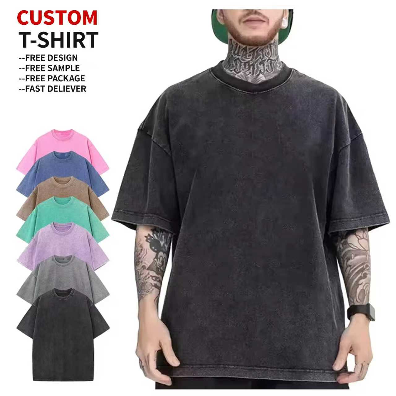 Blue heavy weight t shirt manufacturer printing