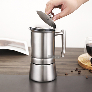 HIGHWIN Cafetière à expresso <span class=keywords><strong>6</strong></span> <span class=keywords><strong>tasses</strong></span> de cuisinière à expresso en acier inoxydable à <span class=keywords><strong>induction</strong></span> Moka Pot - Product Image 4
